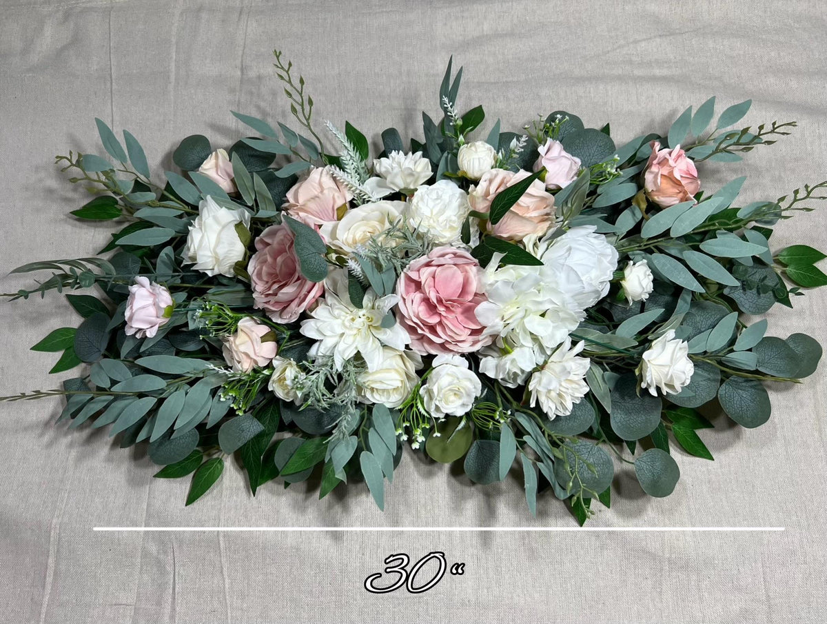 White Pink Arch Arrangement Cross Ivory Arch Aisle Arrangement Blush Decor White Sage Artificial Flowers Eucalyptus Arbor Arrangement Reddit
