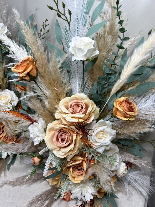 Set of 2 Wedding Aisle Marker Flower Floor Arrangement Barrel Décor Orange White Terracotta Ground Arch Reddit