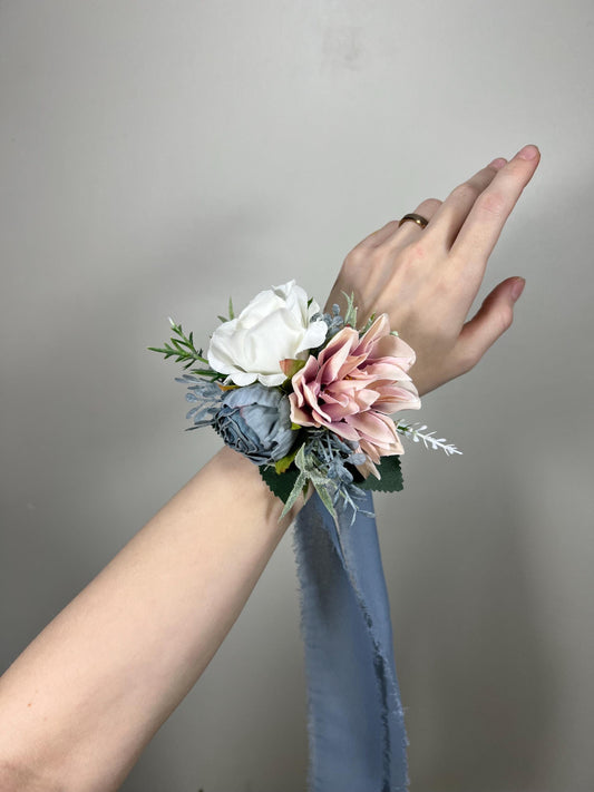 Wedding Blue Corsage White Wedding Wrist Corsage Dusty Rose Bridesmaids Dusty Blue Light Corsage Pink Mom Corsage Artificial Flowers Reddit