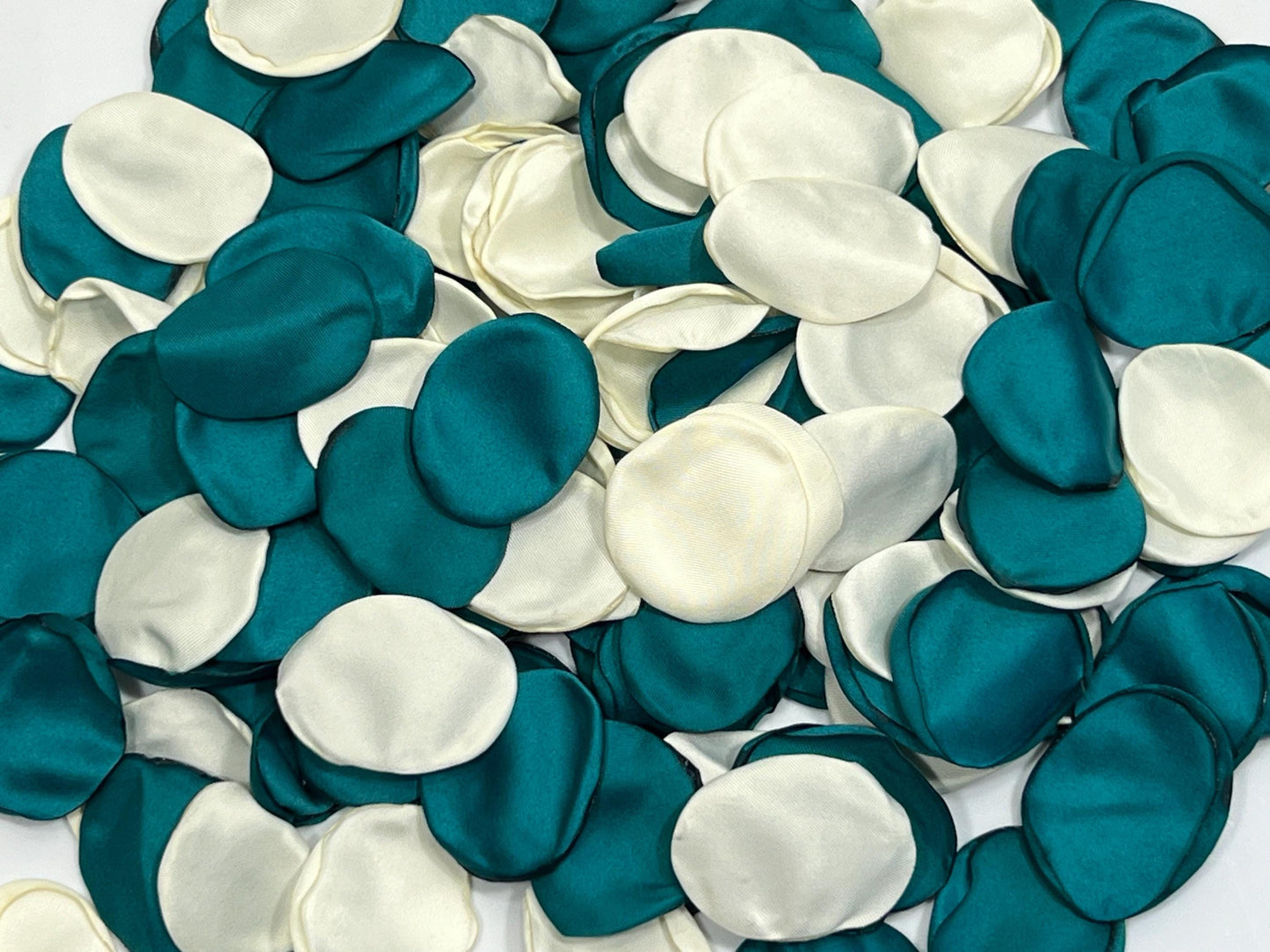 Teal Ivory Petals Wedding Decor Flower Girl Petals Dark Teal Ivory Wedding Aisle Decor Flower Petals Teal Ceremony White Confetti