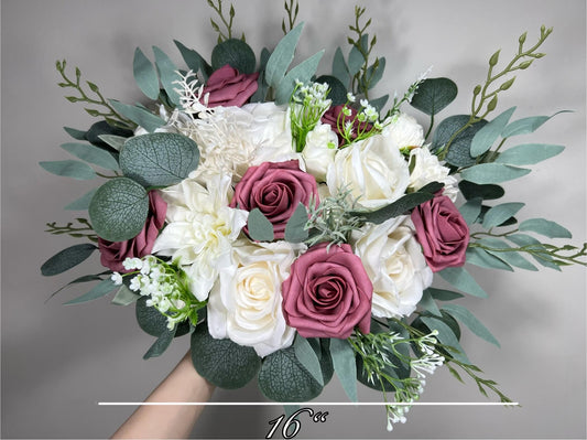 Mauve Bouquet Wedding Bridal White Mauve Bouquet Pink Ivory Bridesmaids Bouquet Mauve White Sage Eucalyptus Artificial Flower Reddit