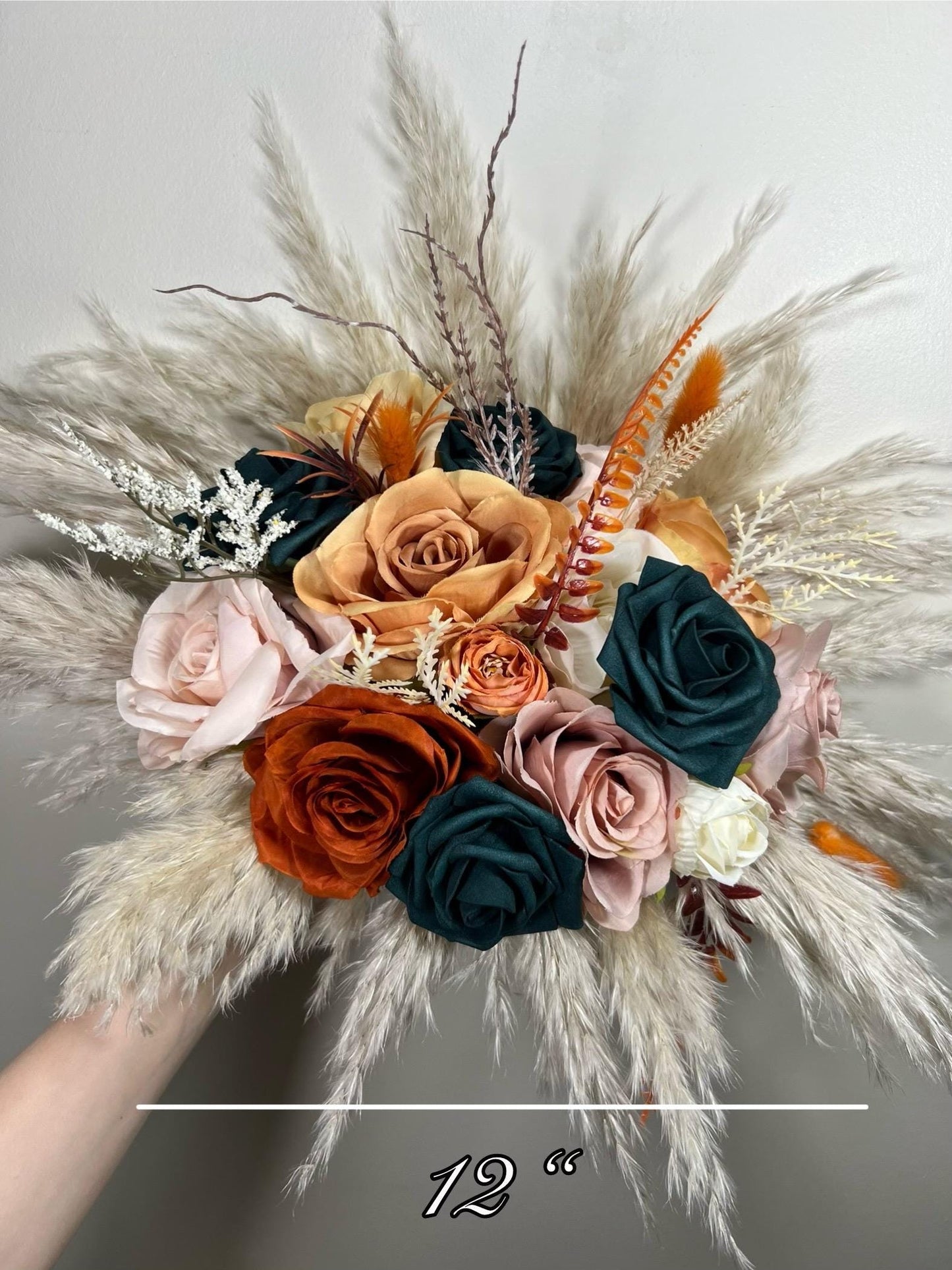 Dark Teal Bouquet Bridal Rust Bouquet Terracotta Dusty Rose Bridesmaids Bouquet Burnt Orange Dark Teal Pampas Grass Reddit