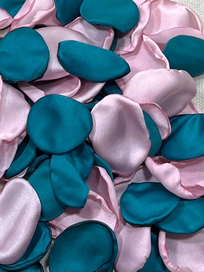 Teal Petals Wedding Decor Flower Girl Petals Dark Teal Dusty Rose Wedding Aisle Decor Flower Petals Teal Pink Ceremony Decor Confetti