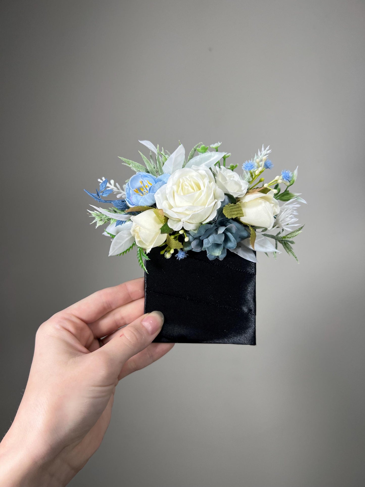 Wedding Bouquet Dusty Blue Bridal Rustic Blue Wedding White Bouquet Anemone Wild Flower Light Blue Winter Eucalyptus Ivory Artificial Flower