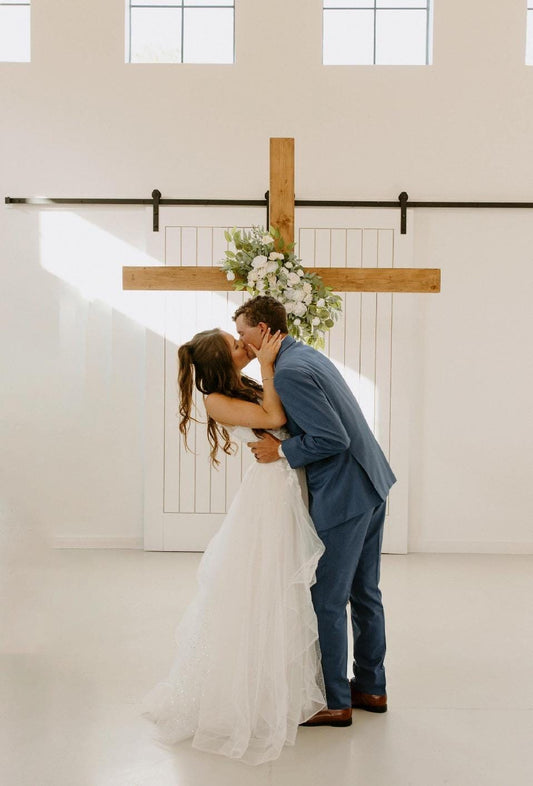 Wedding White Arch Arrangement Cross Ivory Arch Aisle Arrangement Cross Decor White Sage Artificial Flowers Eucalyptus Arbor Arrangement