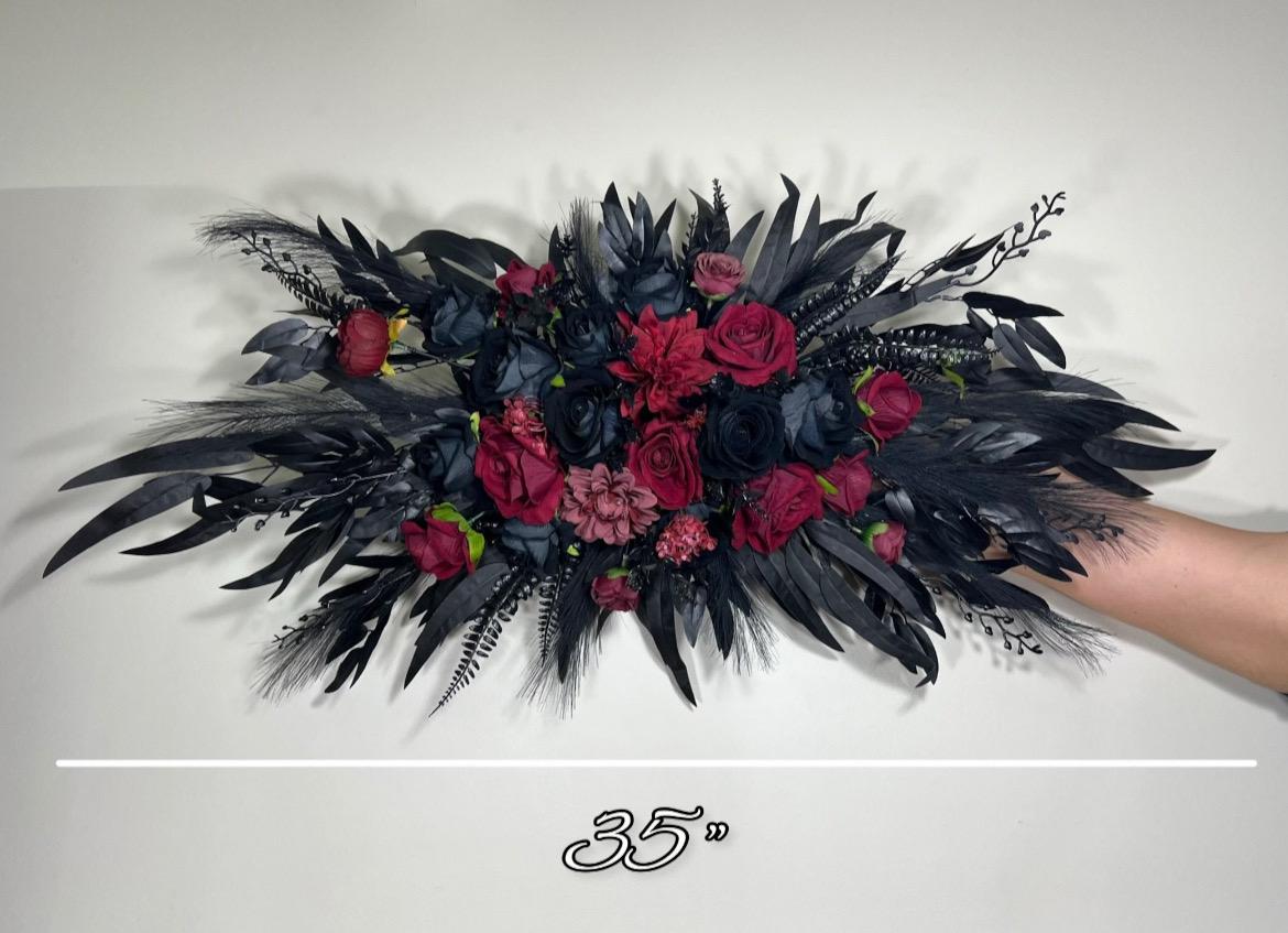 Wedding Bouquet Black Burgundy Bridal Wedding Gothic Halloween Bouquet Black Decor Burgundy Handmade Artificial Flower Bridesmaids Burgundy