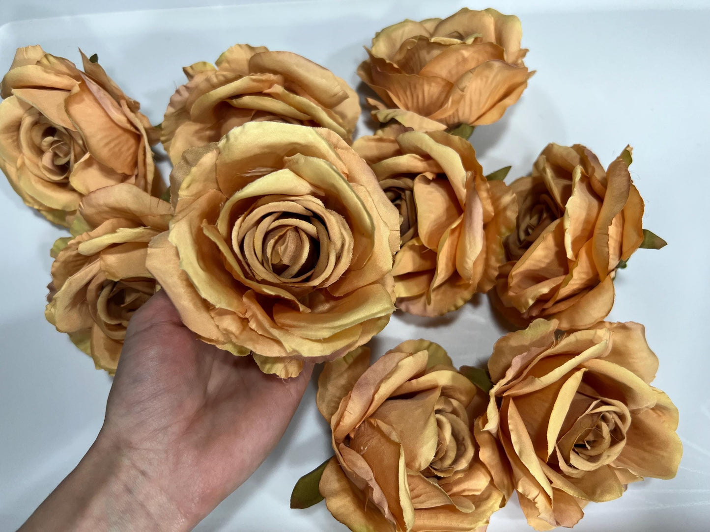 Orange Flower Head 4 inch Artiricial Rose Burnt Orange Flower Wedding Rust Artificial Head Rose Orange DIY Fake Rose