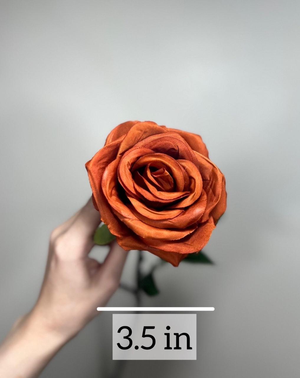 Burnt Orange Flower Head Wedding Artificial Rust Flower with Long Stem Terracotta Flower Head Craft Wedding Supplies Rust Rose Faux Flower