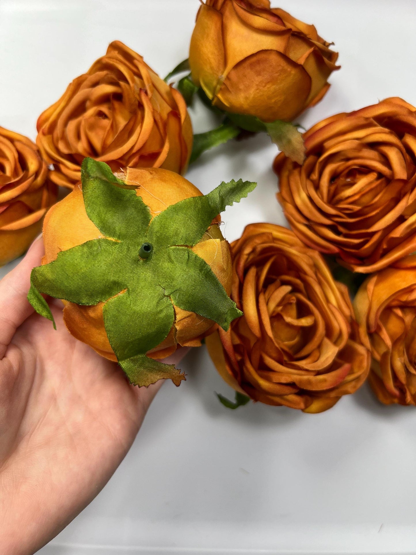 Terracotta Flower Head 2.5 inch Artiricial Rose Burnt Orange Flower Wedding Rust Artificial Head Peony Orange DIY Fake Rose