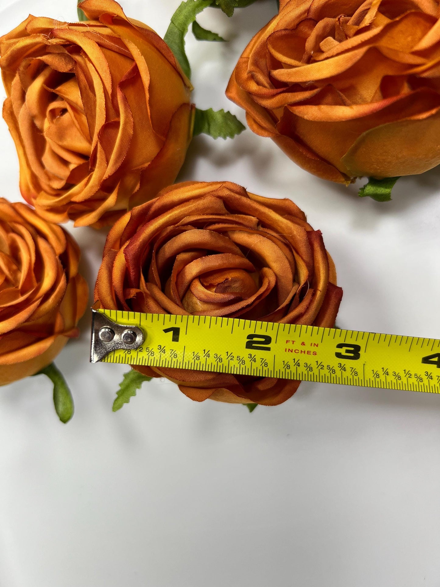 Terracotta Flower Head 2.5 inch Artiricial Rose Burnt Orange Flower Wedding Rust Artificial Head Peony Orange DIY Fake Rose