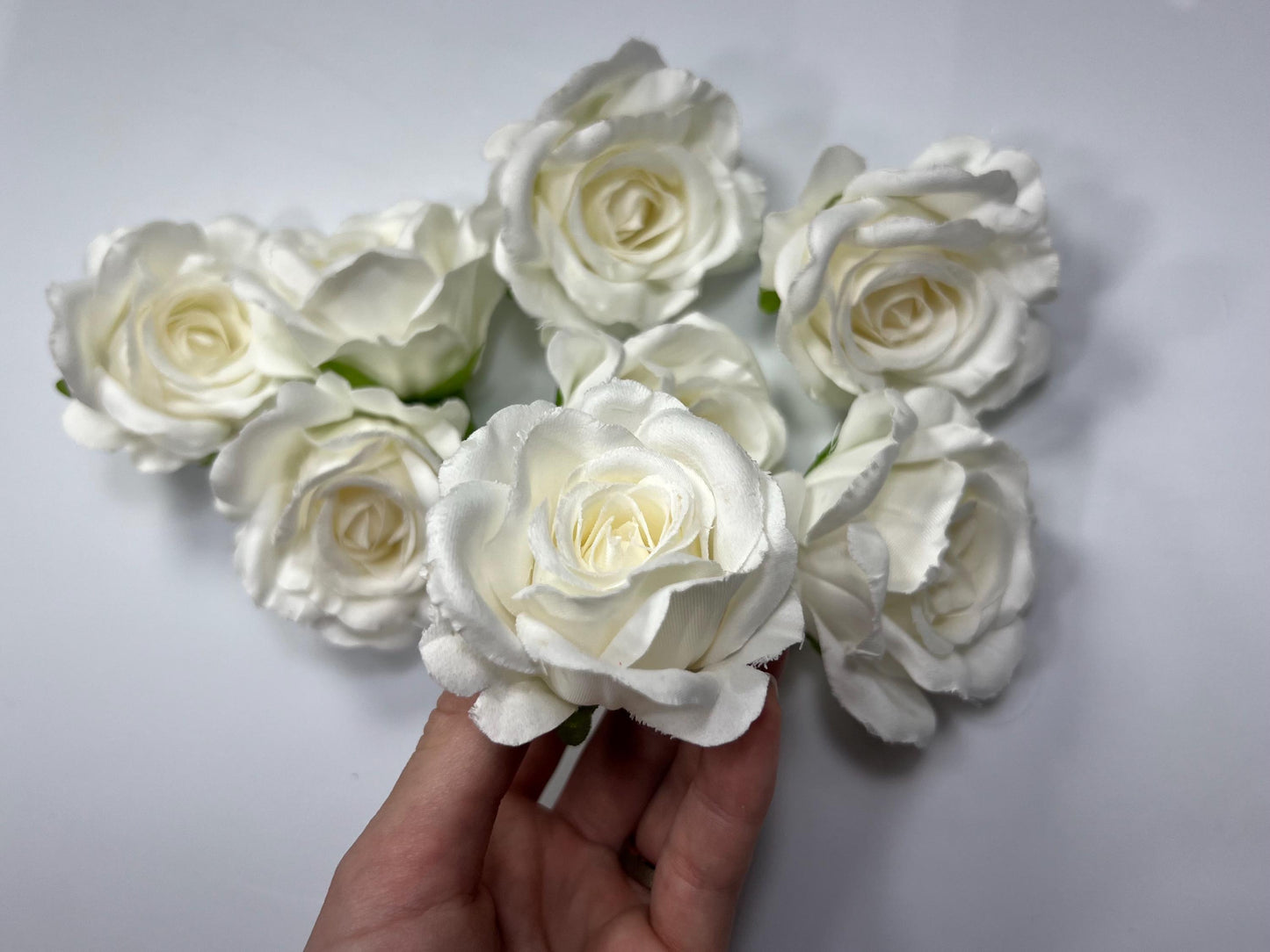 White Flower Head 2" inch Artificial Rose White Small Flower Wedding Ivory Artificial Head Rose White DIY Fake Rose