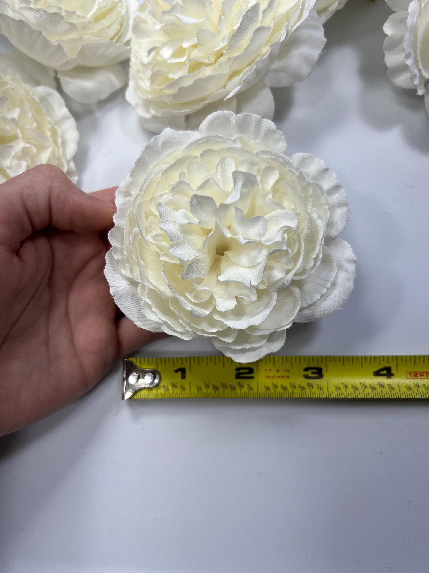 White Peony Artificial Flowers Head Rose White Peony Ivory Wedding Fake Roses White Home Decor Silk Decorative Wedding DIY