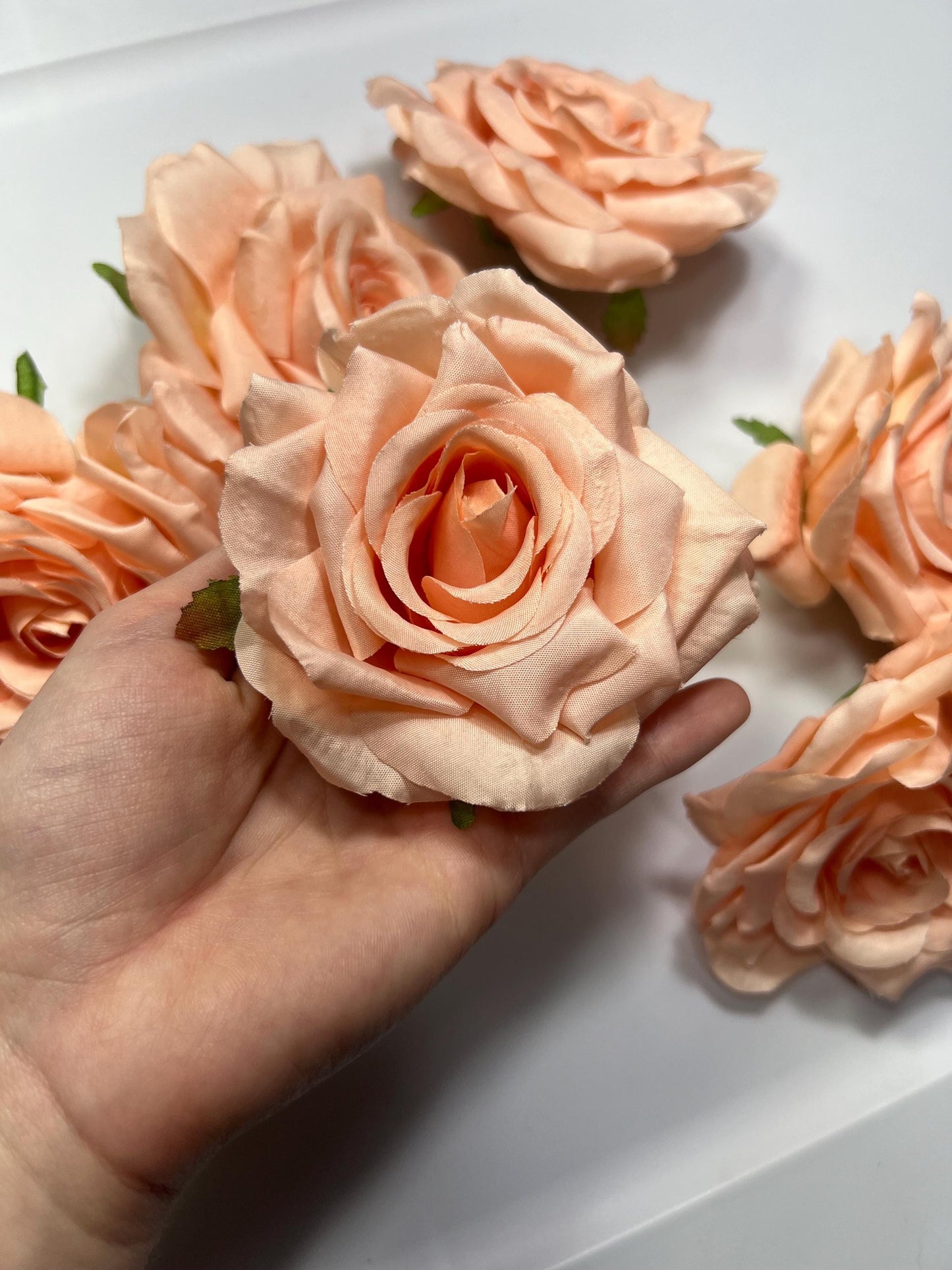 Coral Flower Head 4" Artiricial Rose Peach Flower Wedding Blush Artificial Head Rose Pink DIY Salmon Pink Rose Craft Wedding Supplies