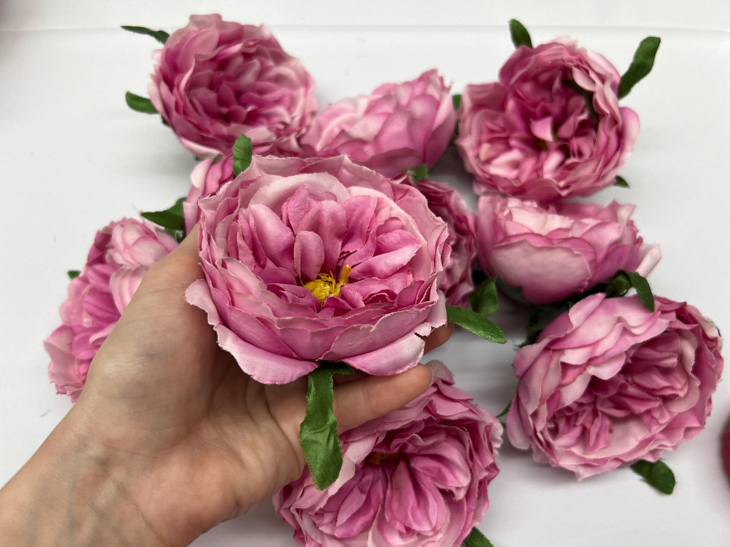 Pink Peony Artificial Flowers Head Rose Fuchsia Rose Cabbage Wedding Fake Roses Pink Home Decor Silk Decorative Wedding