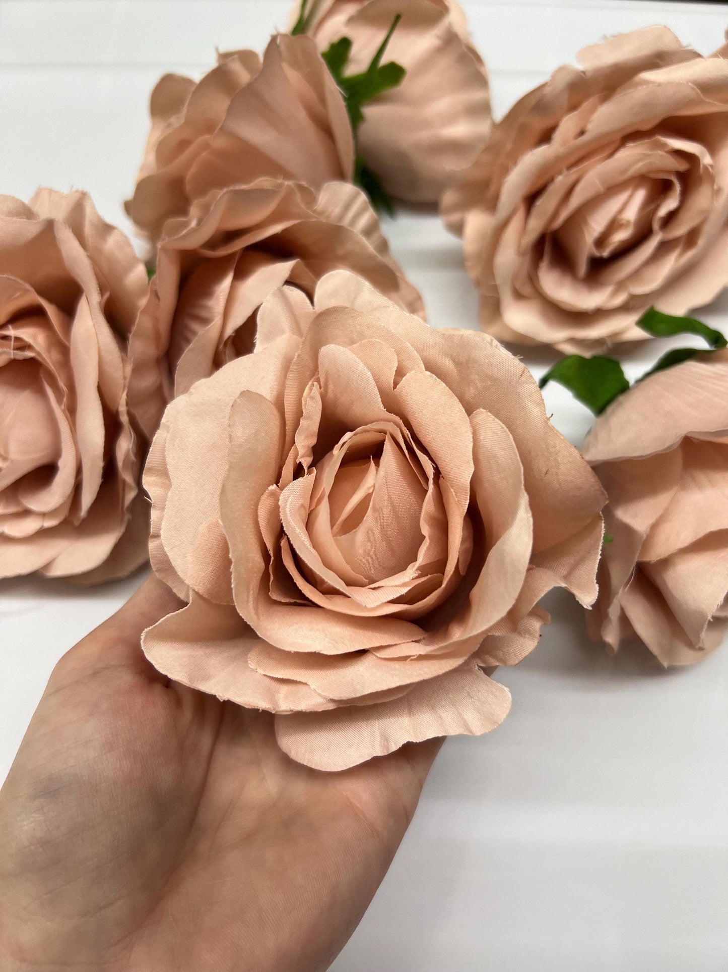 Blush Pink Rose Artificial Flowers 4" Head Rose Dusty Rose Wedding Pale Pink Dusty Flowers Head Blush DIY Craft Supplies Pink Wedding