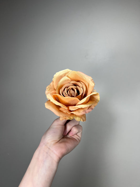 Orange Flower Head 4 inch Artiricial Rose Burnt Orange Flower Wedding Rust Artificial Head Rose Orange DIY Fake Rose