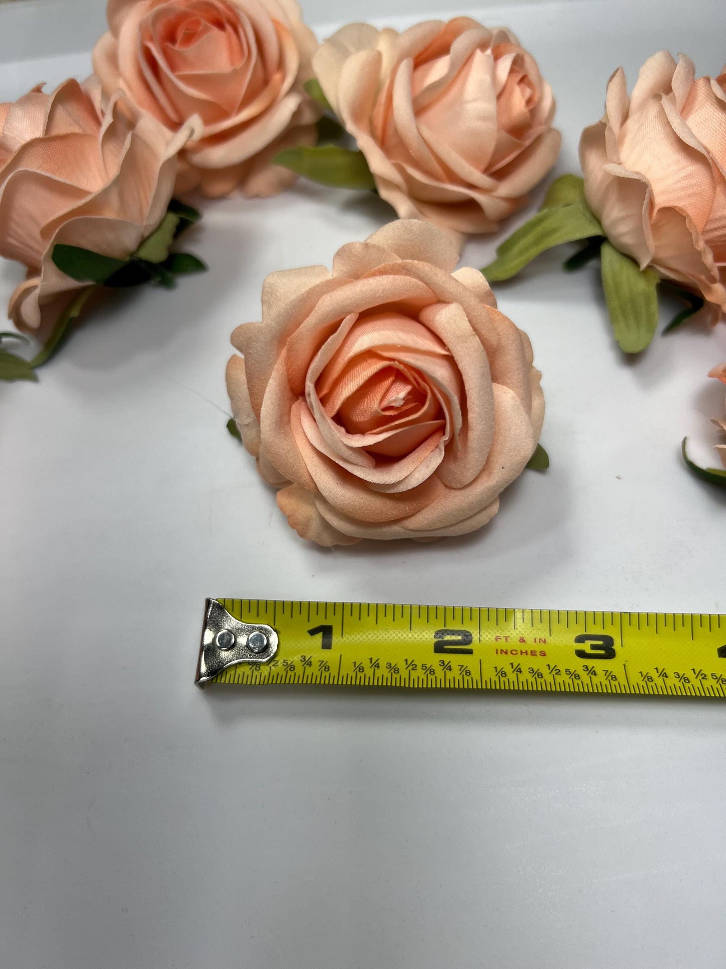 Peach Flower Head 2” Artificial Rose Velvet Small Flower Peach Flower Fake Pink Artificial Head Rose Coral Wedding Supplies Craft DIY