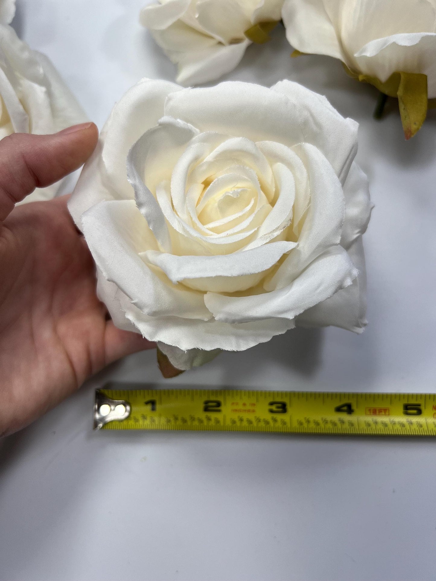 White Rose Flower Heads 4” Wedding White Rose Artificial Ivory Wedding Silk Roses White Home Decor White Roses Wedding DIY Craft Supply