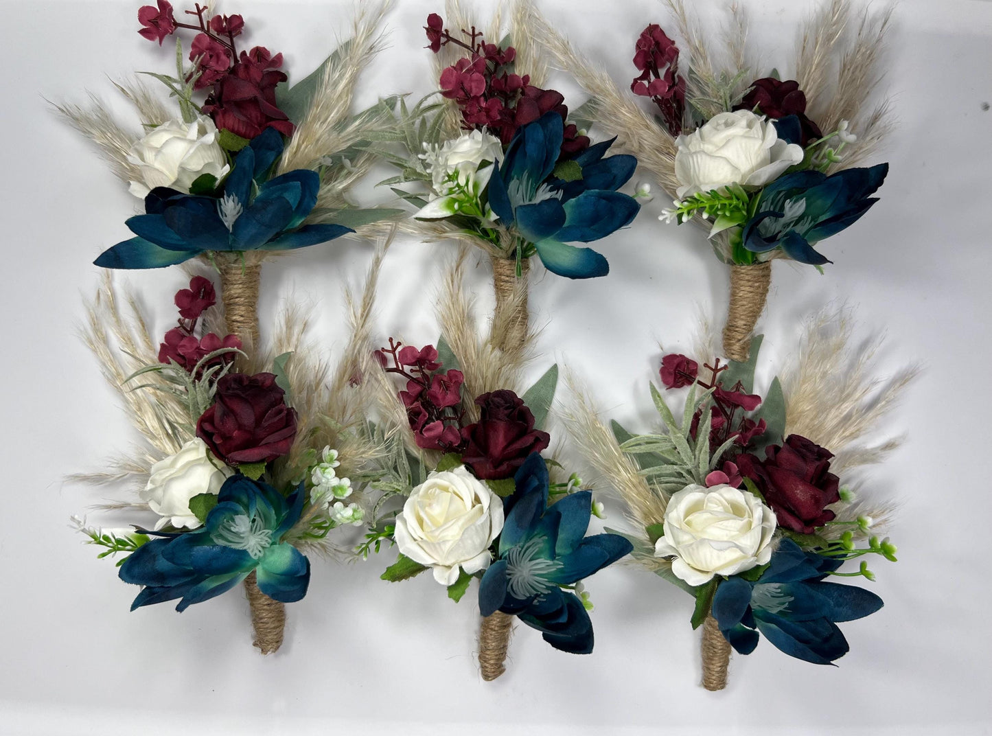 Teal Boutonniere Wedding Teal White Boutonnière Groom Boutonnière Dark Teal Burgundy Groomsmen Teal Burgundy Boutonniere