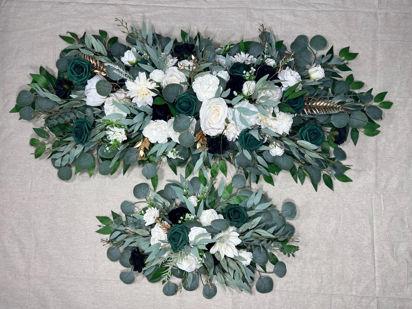 Emerald Green Arch Arrangement Wedding Arbor Arrangement White Black Arch Arrangement Backdrop White Emerald Green Wedding Arch Flowers