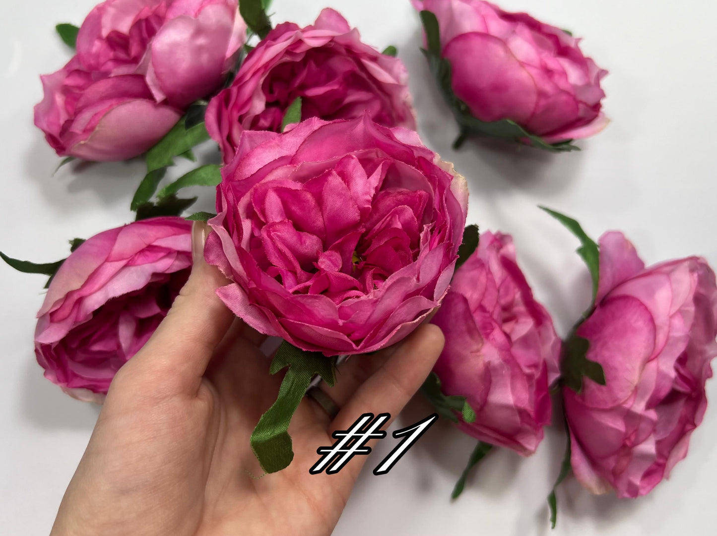 Pink Peony Artificial Flowers Head Rose Fuchsia Rose Cabbage Wedding Fake Roses Pink Home Decor Silk Decorative Wedding
