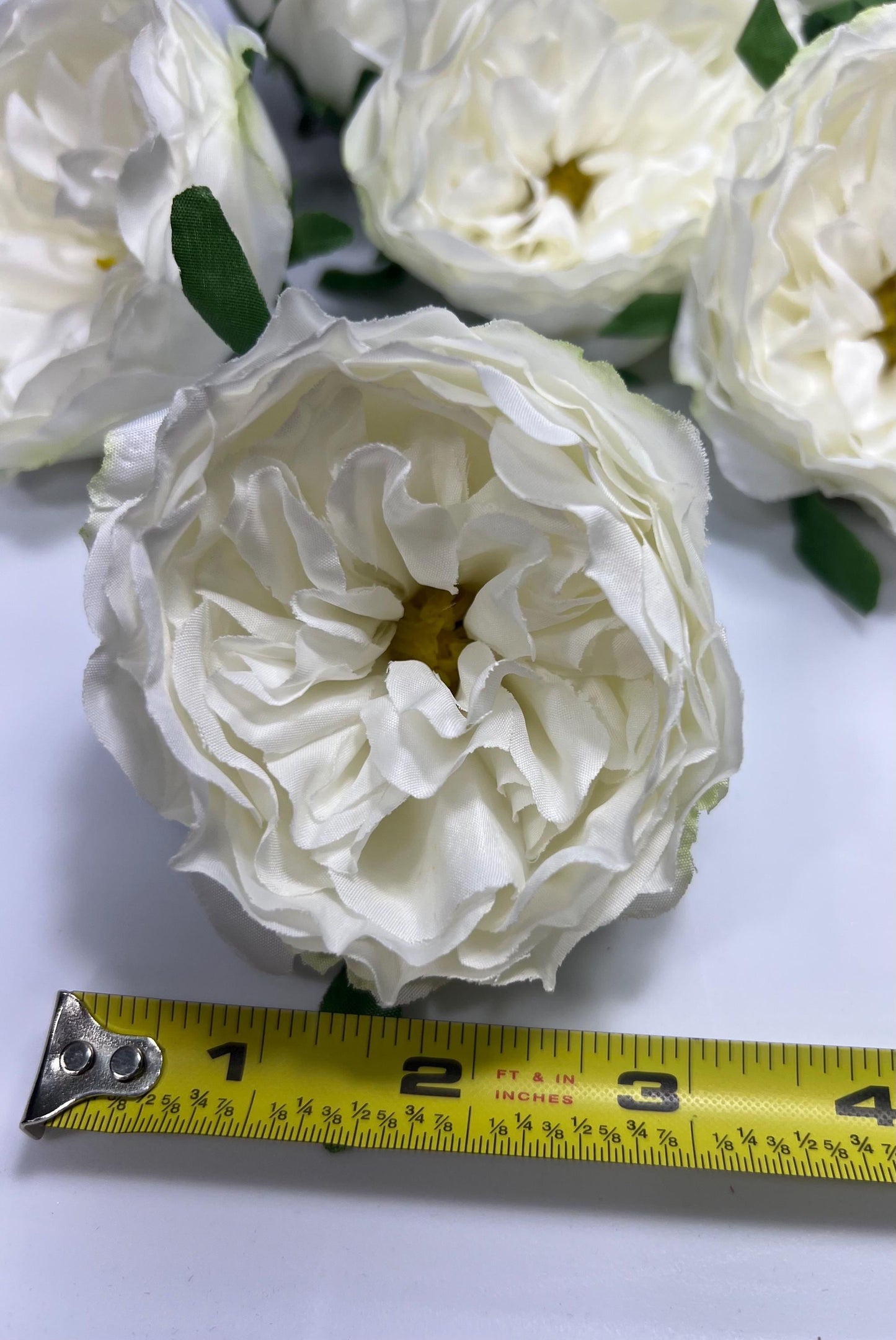 White Peony Artificial Flowers Head Rose White Cabbage Rose Ivory Wedding Fake Roses White Home Decor Flower White Wedding Supplies Craft