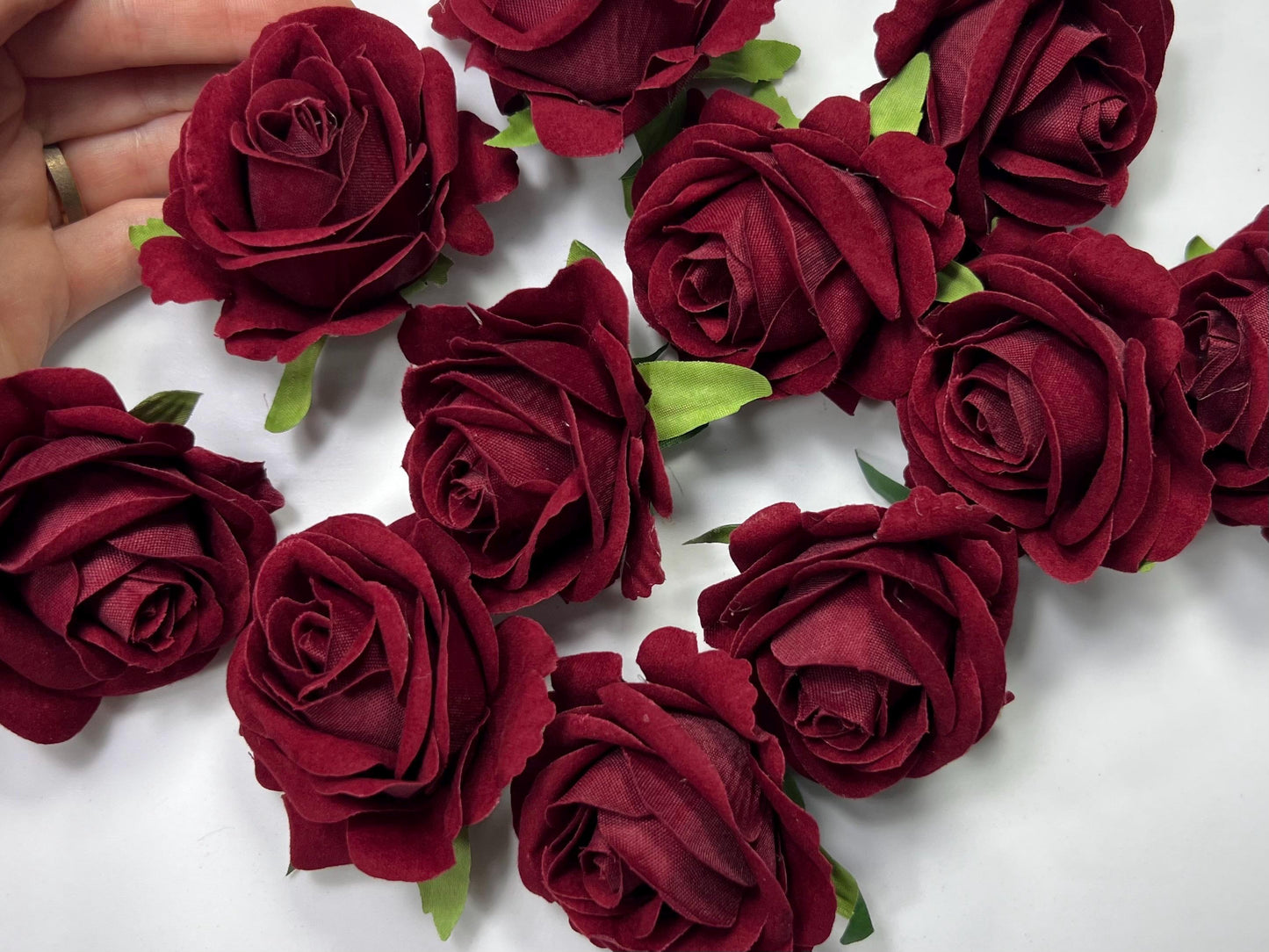 Burgundy Rose Head 2" Wedding Decor Velvet Burgundy Rose Small Maroon Wedding DIY Craft Supplies Wedding Rose Head Wine Red Home Decor