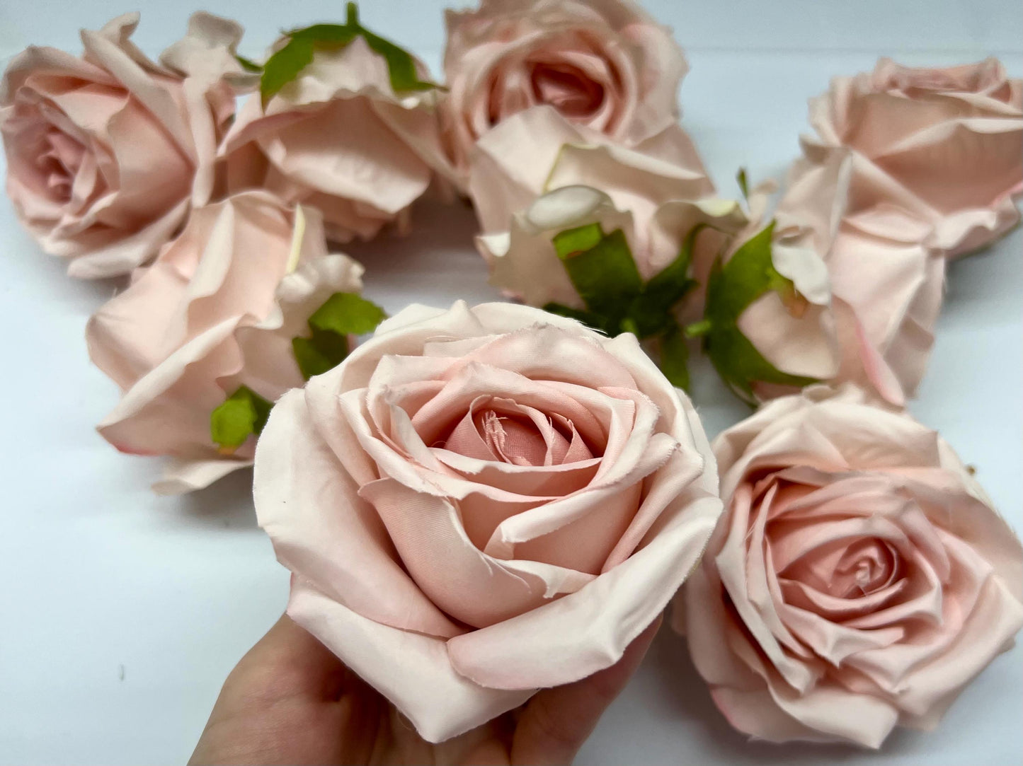 Blush Rose Head 3” Flower Wedding Pink Head Rose Dusty Wedding Fake Roses Blush Pink Home Decor Silk DIY Wedding Supplies Pale Pink Rose