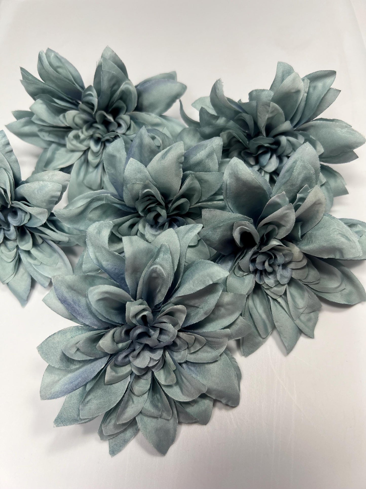 Dusty Blue Flower Artificial Wedding Blue Head Dahlia 4” Head Flower Dusty Blue Home Decor Wedding DIY Craft Supply Dusty Blue Flower