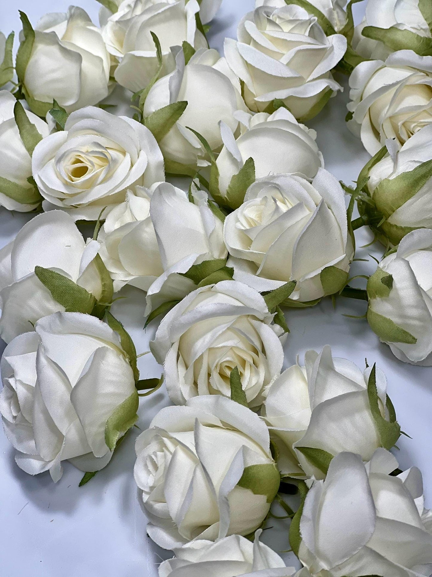 White Flower Head 1.5" Wedding Artificial Rose White Flower Small Wedding Supplies Craft Ivory Artificial Head Rose White DIY Faux Rose
