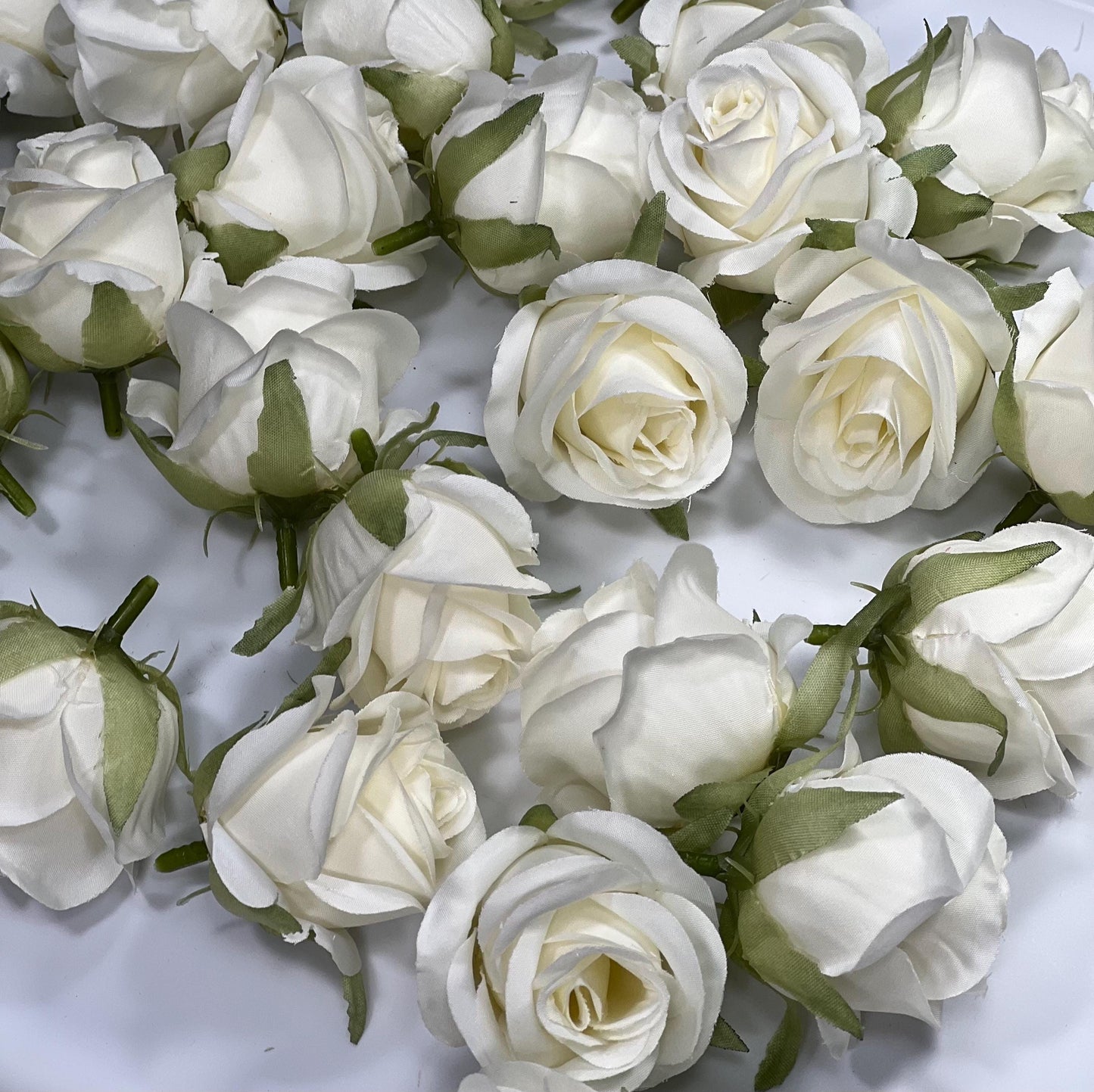White Flower Head 1.5" Wedding Artificial Rose White Flower Small Wedding Supplies Craft Ivory Artificial Head Rose White DIY Faux Rose