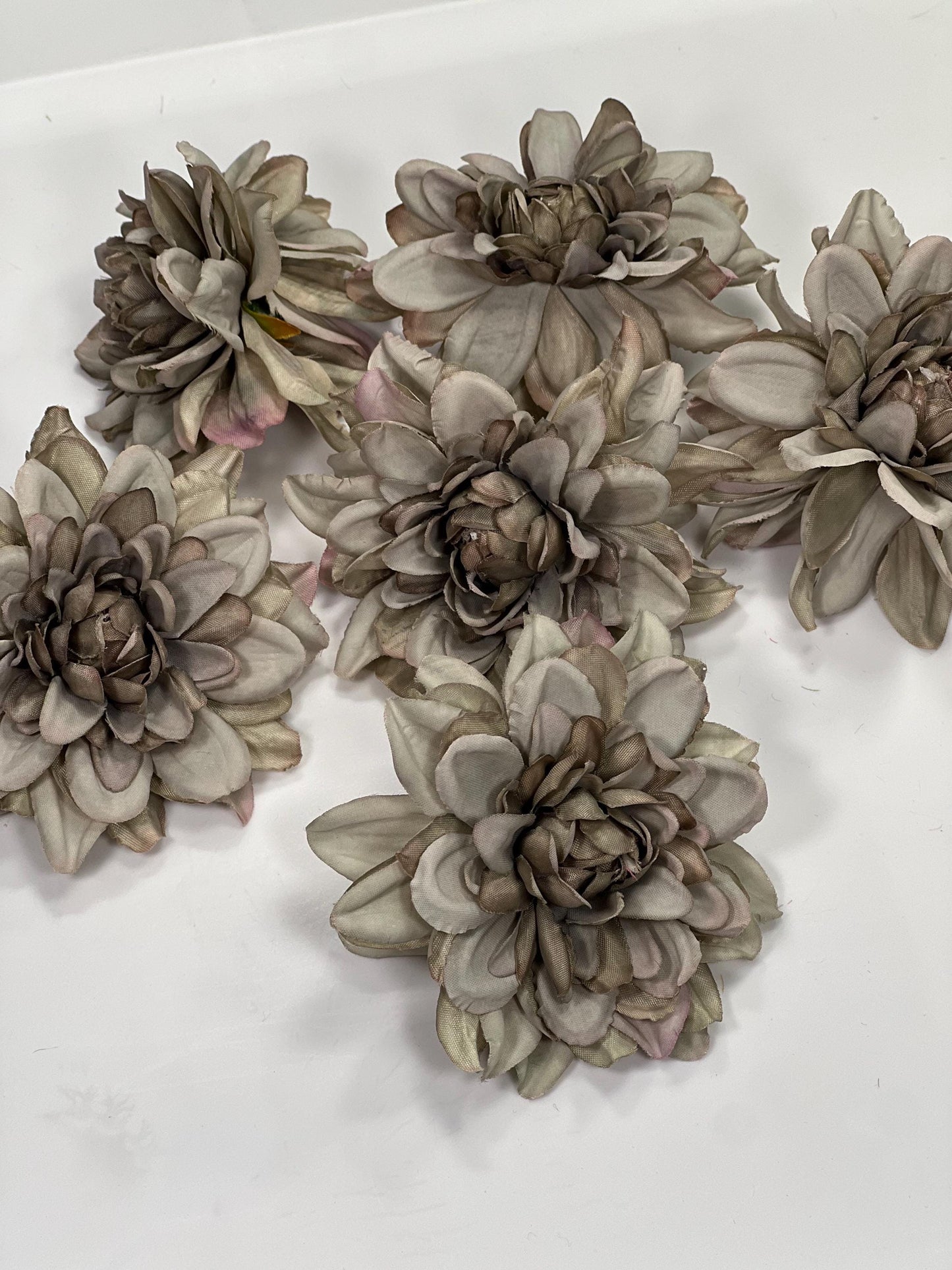 Gray Flower Head Artifical Wedding Gray Flower Heads Dahlia Wedding Craft Supplies Dark Gray Flower Head Faux Dahlia DIY Flower