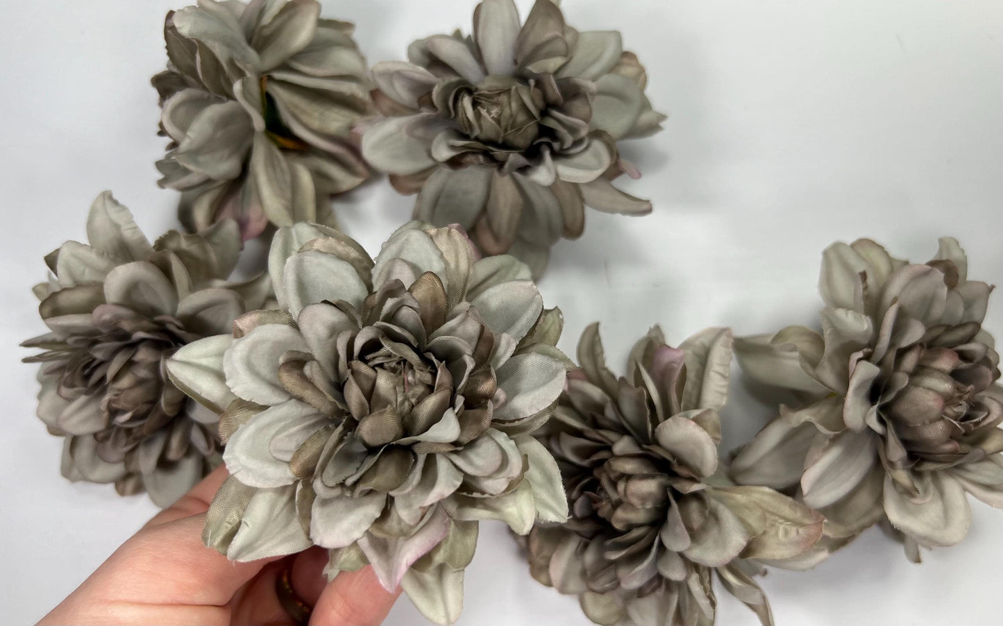 Gray Flower Head Artifical Wedding Gray Flower Heads Dahlia Wedding Craft Supplies Dark Gray Flower Head Faux Dahlia DIY Flower
