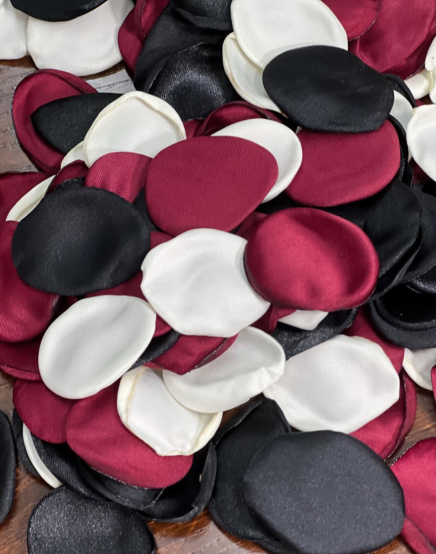 Black White Burgundy Petals Wedding Decor Black Burgundy White Petals Wedding Black Ivory Petals Confetti Bridal Shower Petals Flower