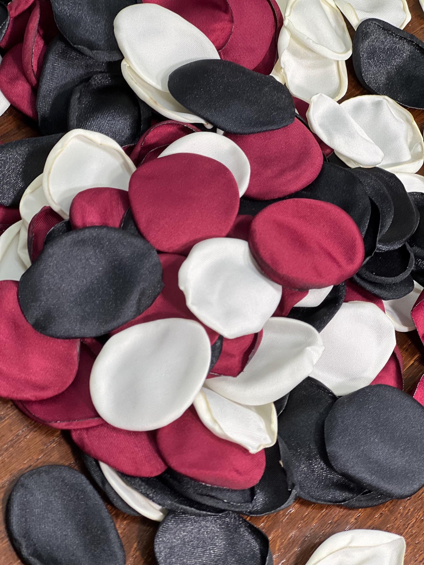 Black White Burgundy Petals Wedding Decor Black Burgundy White Petals Wedding Black Ivory Petals Confetti Bridal Shower Petals Flower