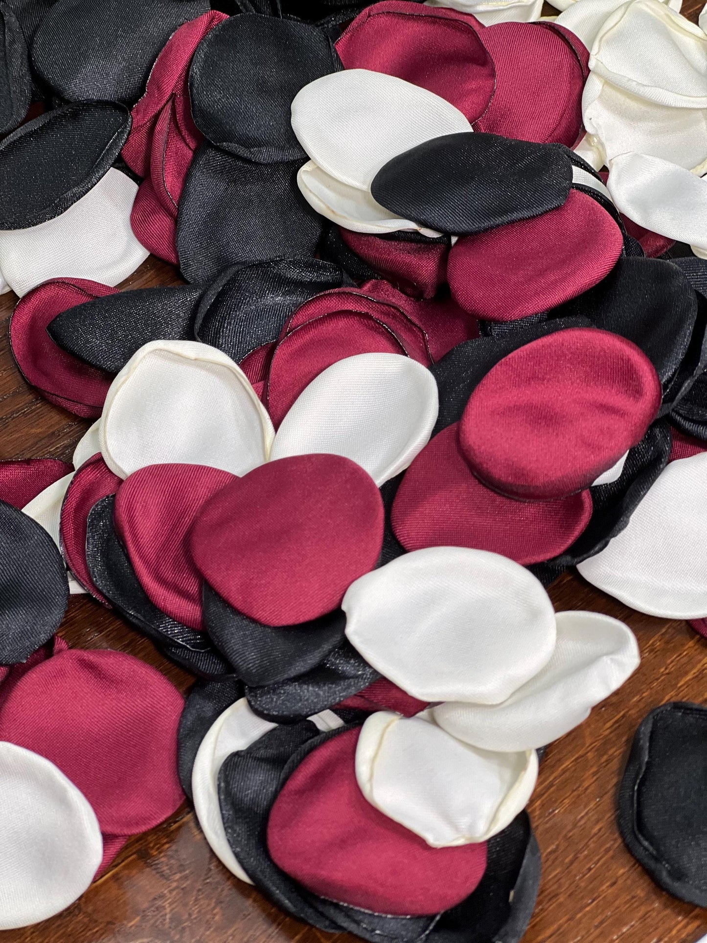 Black White Burgundy Petals Wedding Decor Black Burgundy White Petals Wedding Black Ivory Petals Confetti Bridal Shower Petals Flower