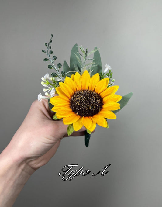 Sunflower Boutonniere Wedding Groom Boutonnières Groomsmen Sunflower Boutonnière Groom Fall Sunflower Yellow Artificial Flowers Baby Breath