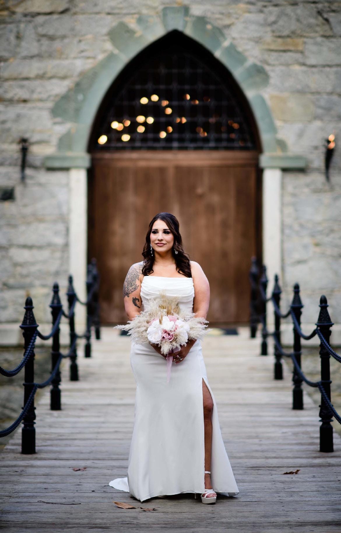 Wedding Dusty Rose Bouquet Boho Bridal White Dusty Rose Bouquet Pampas Grass Bridesmaids Bouquet Pink Palms Leaves Ivory Artificial Flower