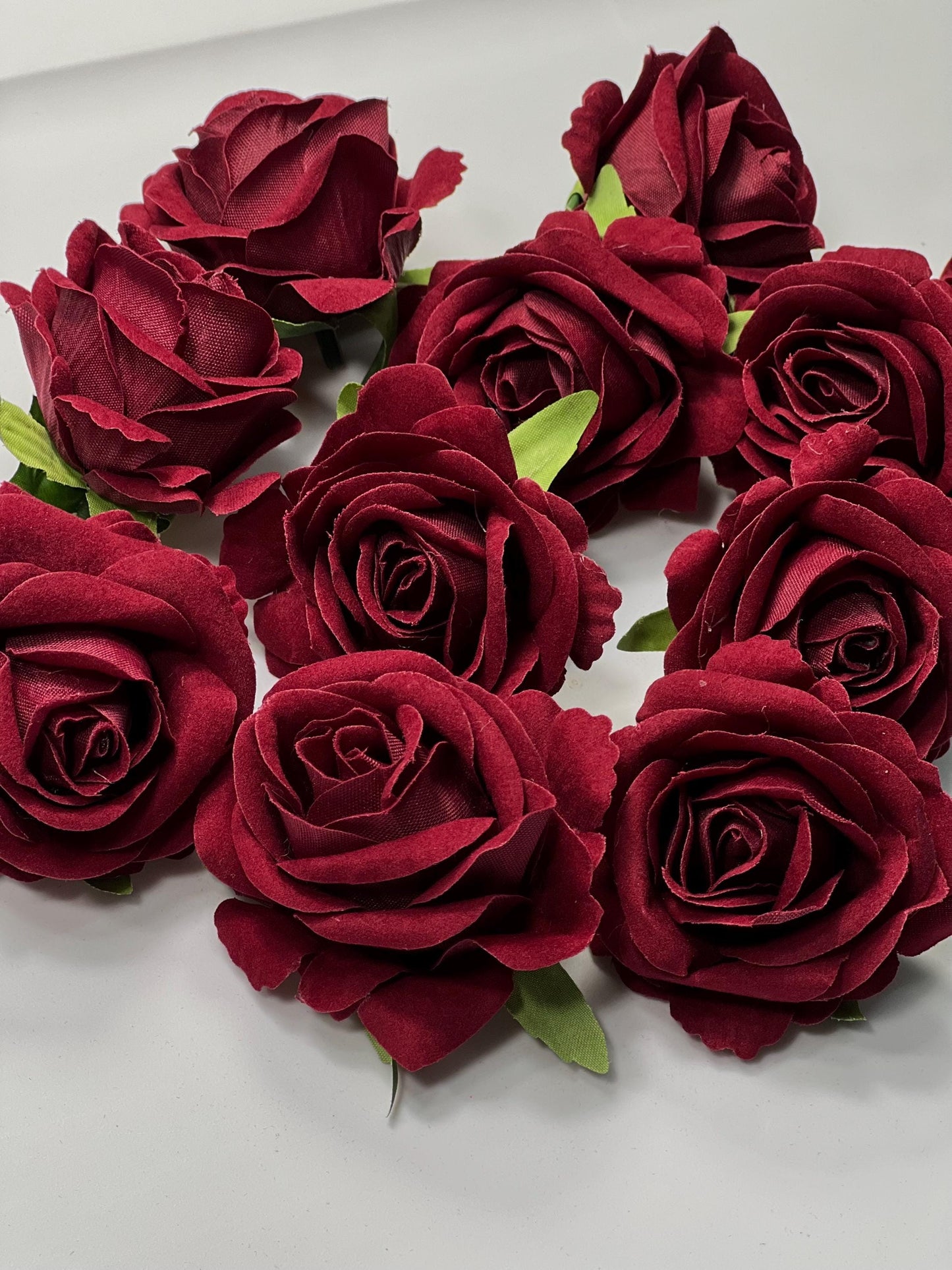 Burgundy Rose Head 2" Wedding Decor Velvet Burgundy Rose Small Maroon Wedding DIY Craft Supplies Wedding Rose Head Wine Red Home Decor