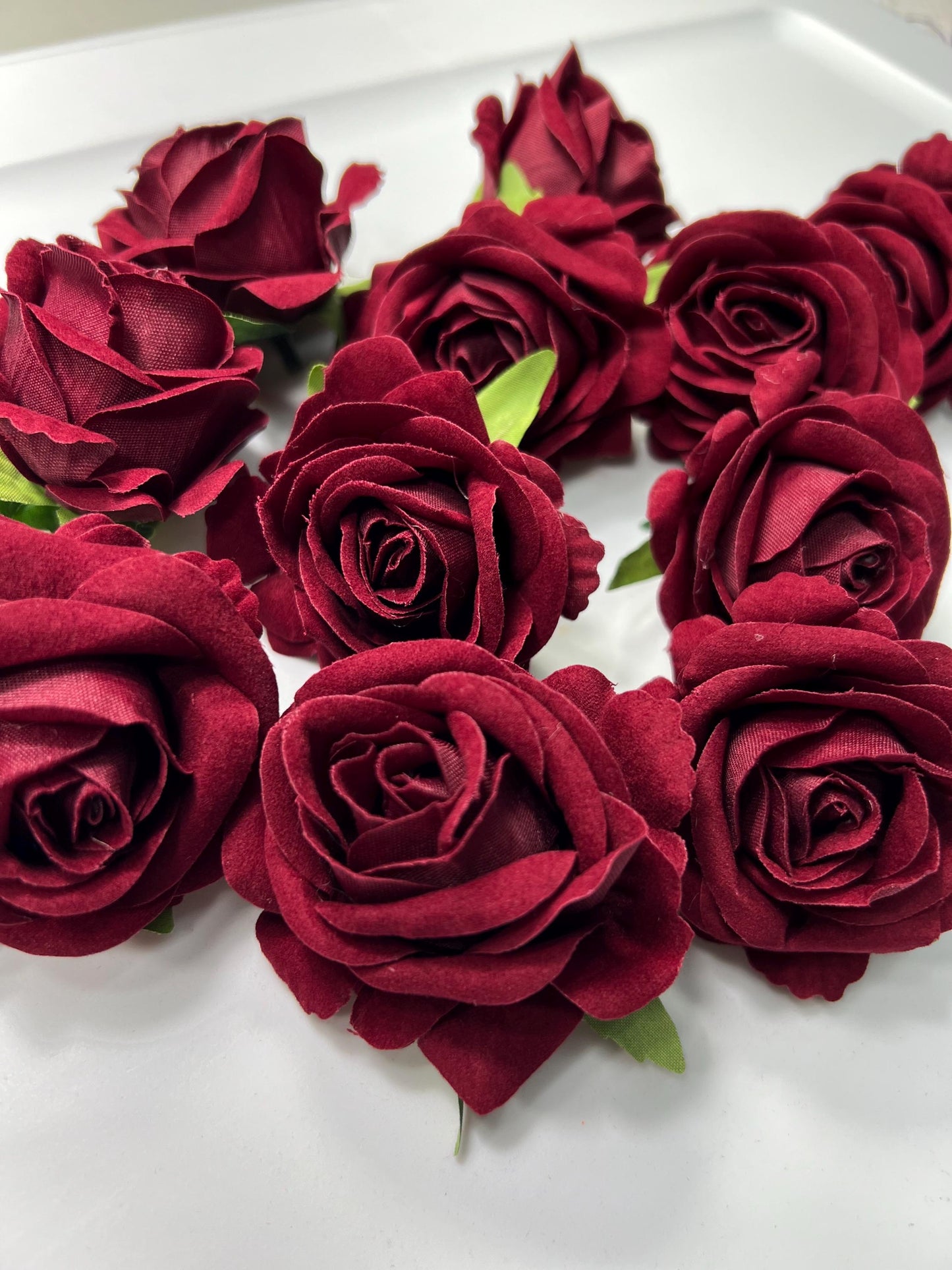 Burgundy Rose Head 2" Wedding Decor Velvet Burgundy Rose Small Maroon Wedding DIY Craft Supplies Wedding Rose Head Wine Red Home Decor