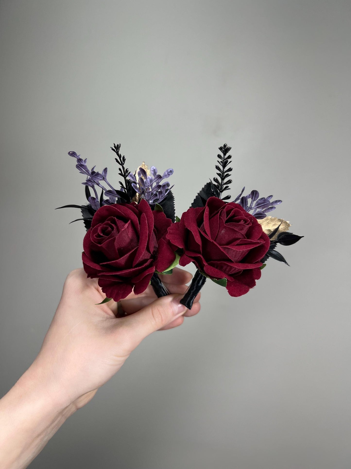Black Burgundy Bouquet Wedding Bridal Purple Black Bouquet Gothic Black Burgundy Purple Bouquet Bridesmaids Plum Gold Artificial Flower