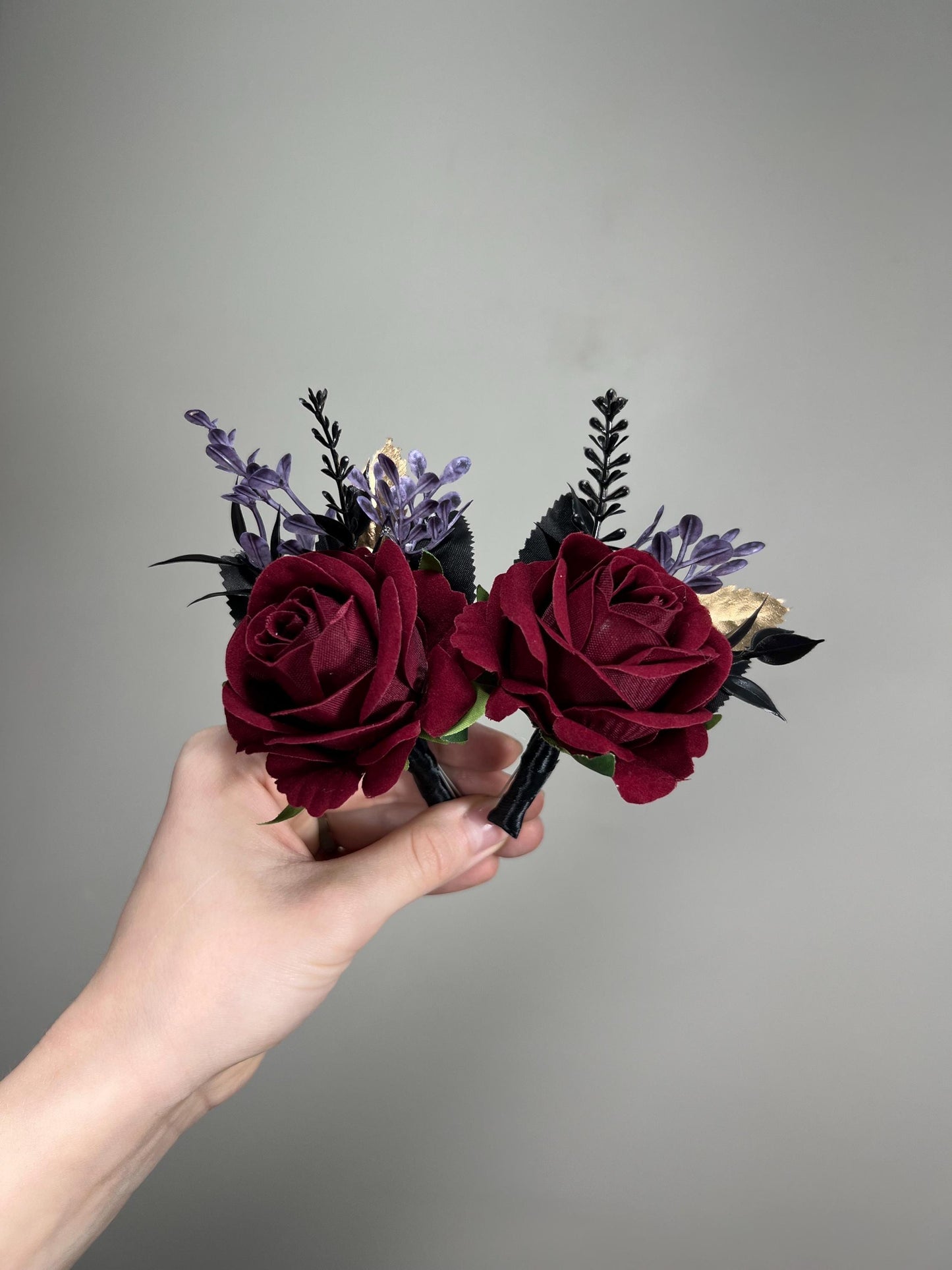 Black Burgundy Purple Bouquet, Wedding Gothic Cascading Bouquet, Bridal Plum Gold Black Cascade Bouquet, Purple Dark Red Bridesmaids Bouquet