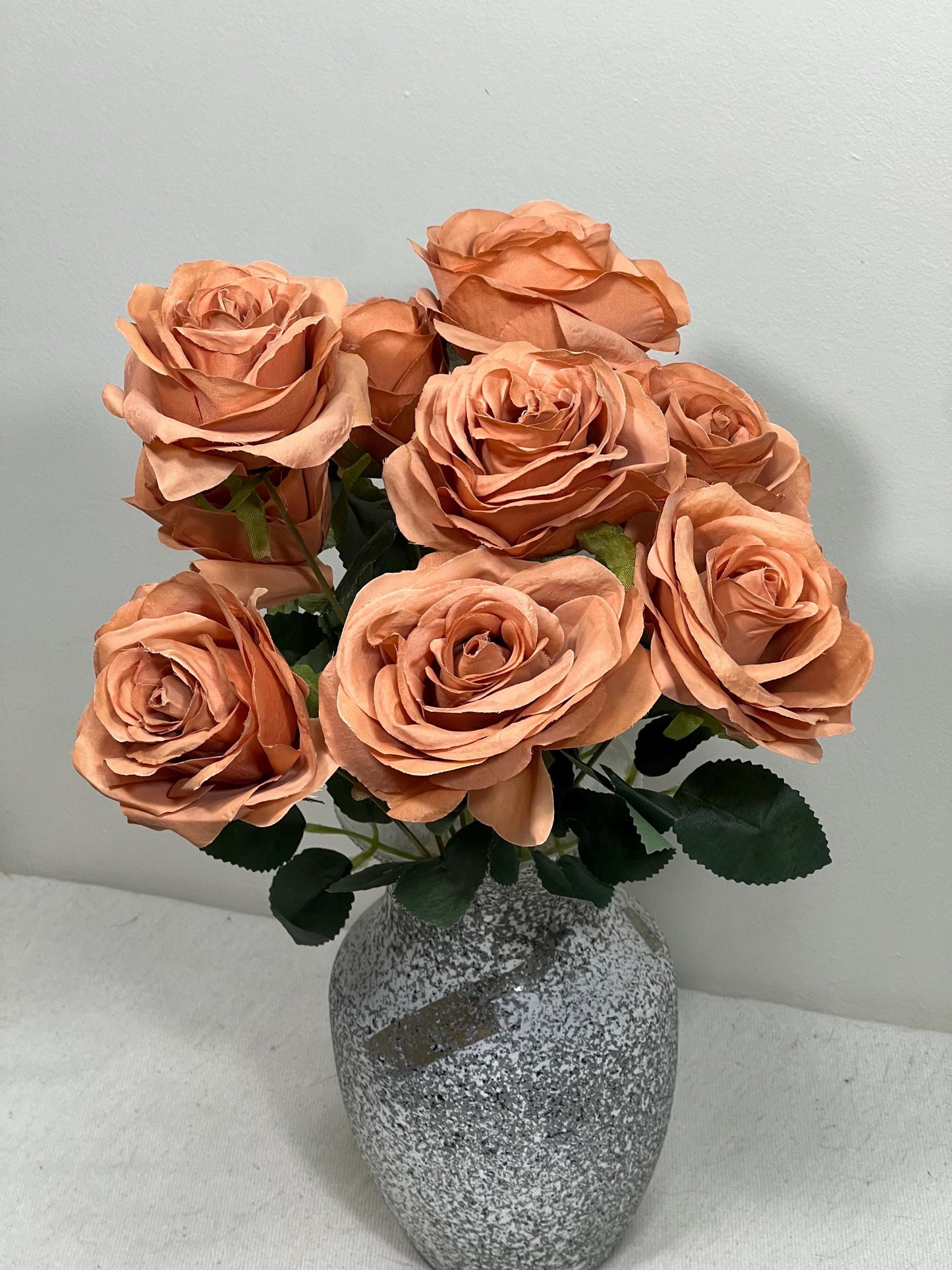 Terracotta Flowers 1 Bundle Artificial Terracotta Flowers Wedding Light Orange Flowers Silk Bouquet Caramel Flower Heads Copper with Stems