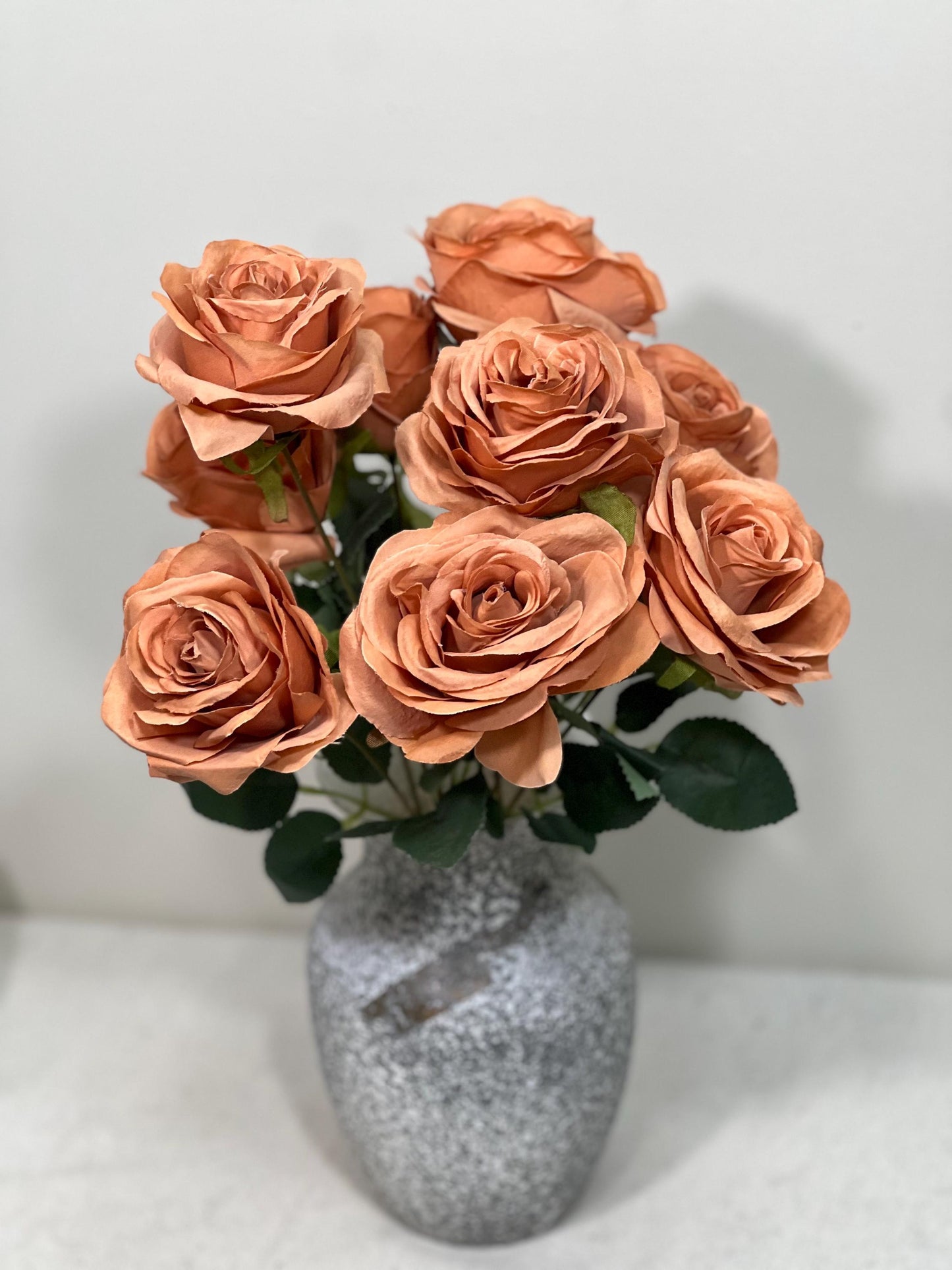 Terracotta Flowers 1 Bundle Artificial Terracotta Flowers Wedding Light Orange Flowers Silk Bouquet Caramel Flower Heads Copper with Stems