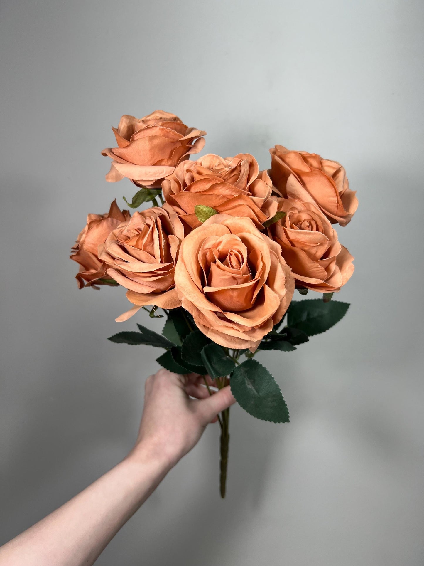 Terracotta Flowers 1 Bundle Artificial Terracotta Flowers Wedding Light Orange Flowers Silk Bouquet Caramel Flower Heads Copper with Stems