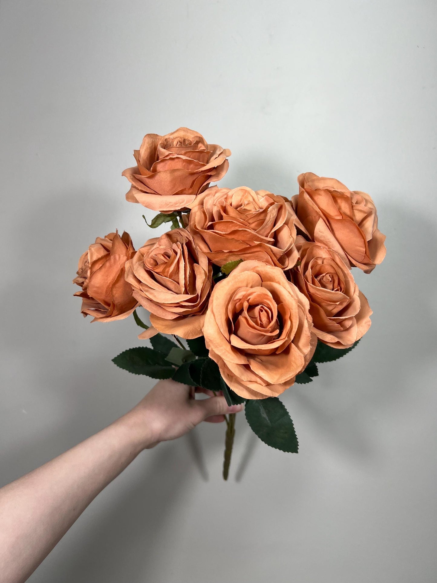 Terracotta Flowers 1 Bundle Artificial Terracotta Flowers Wedding Light Orange Flowers Silk Bouquet Caramel Flower Heads Copper with Stems