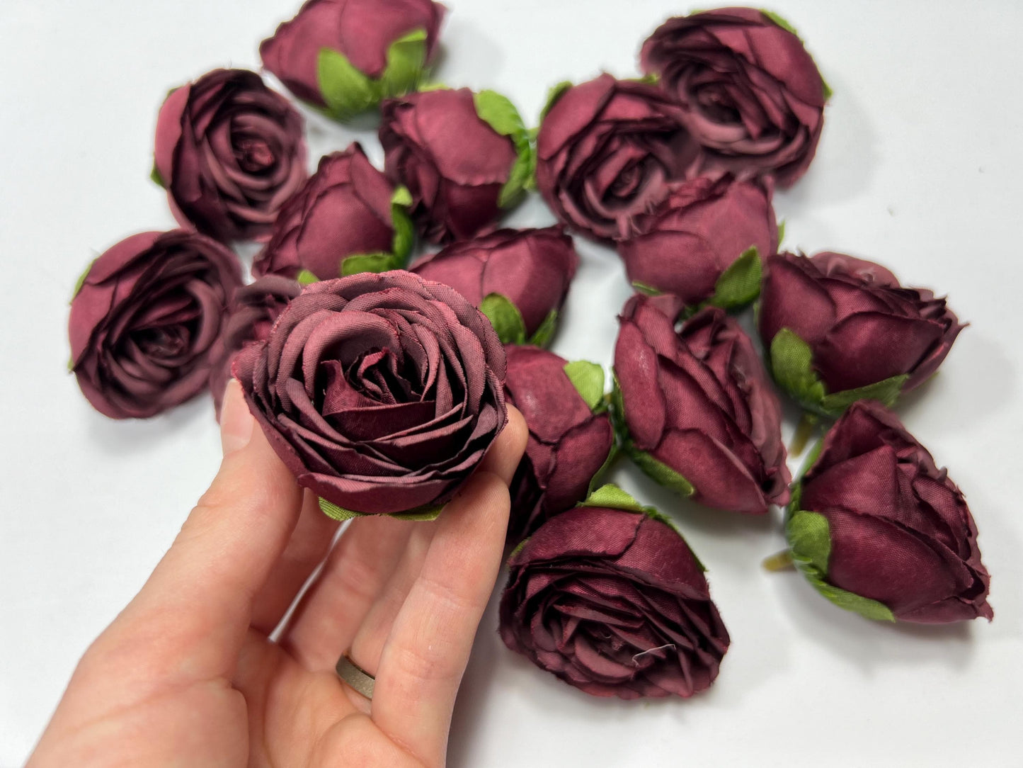 Burgundy Flower Head 1.5 inch Wedding Burgundy Flower Heads Rose Burgundy Wedding Craft Supplies Burgundy Artificial Rose Head Burgundy
