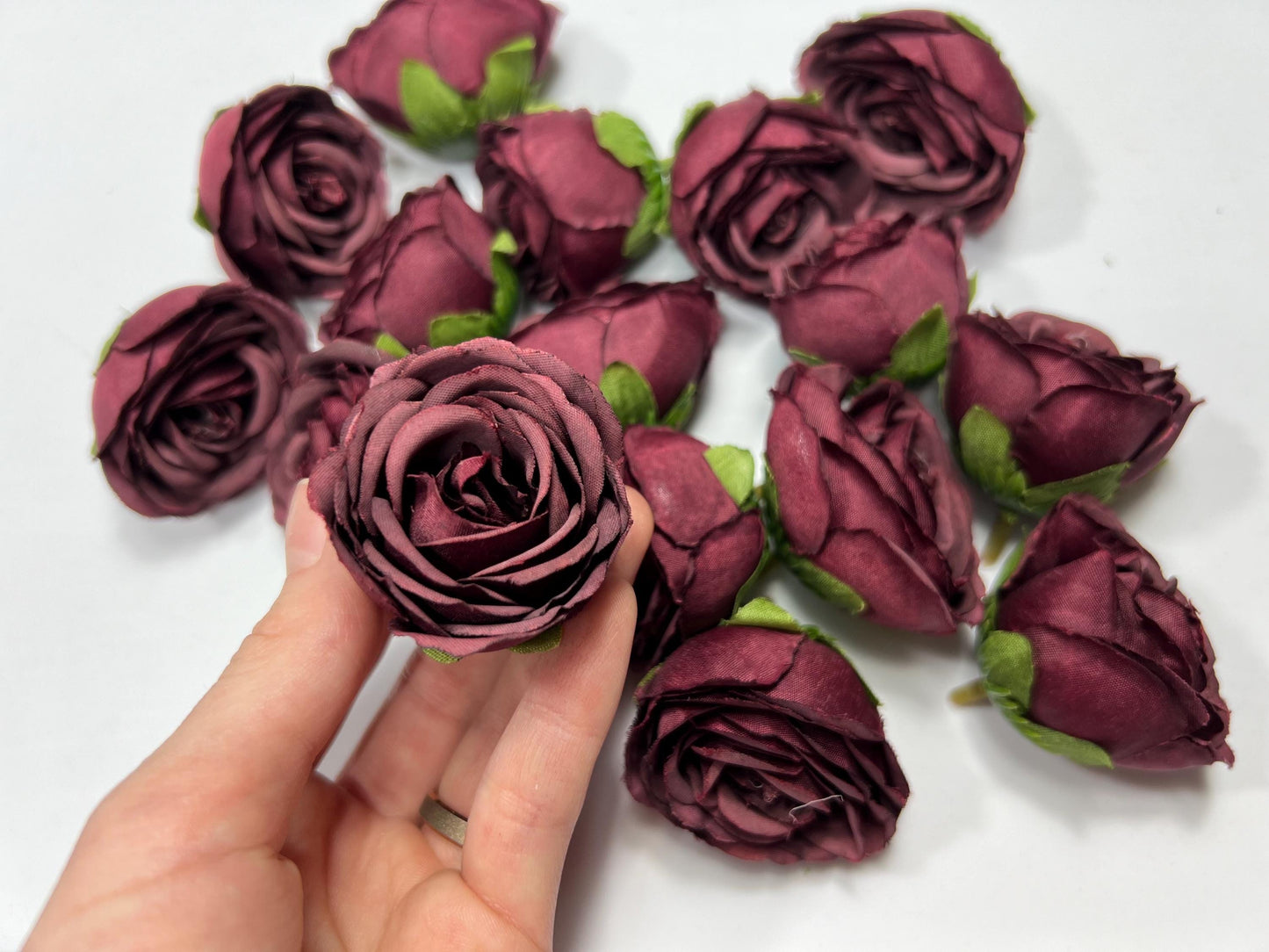 Burgundy Flower Head 1.5 inch Wedding Burgundy Flower Heads Rose Burgundy Wedding Craft Supplies Burgundy Artificial Rose Head Burgundy
