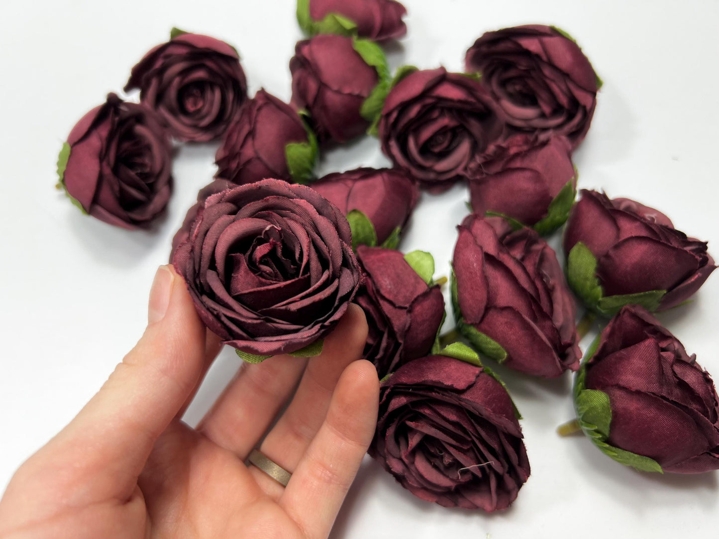 Burgundy Flower Head 1.5 inch Wedding Burgundy Flower Heads Rose Burgundy Wedding Craft Supplies Burgundy Artificial Rose Head Burgundy