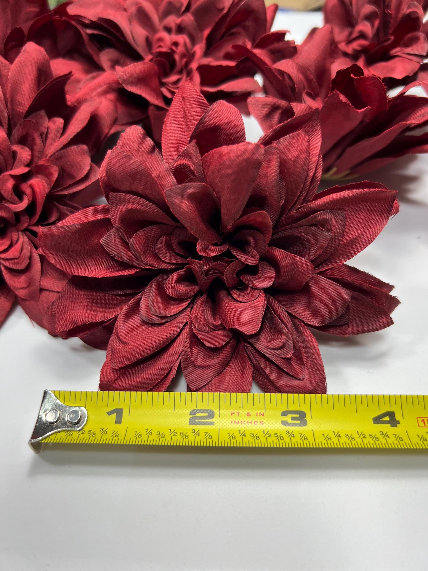 Burgundy Flower Head 4” Wedding Artificial Burgundy Flower Head Craft Supplies Wedding Burgundy Dahlia Heads DIY Home Decor Burgundy Flower